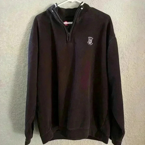 Chaps Ralph Lauren Quarter Zip Sweatshirt Black Large Vintage Y2K Preppy Classic - Picture 2 of 13